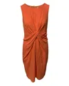 Paule Ka Shift Dress With Knot Effect In Peach Triacetate