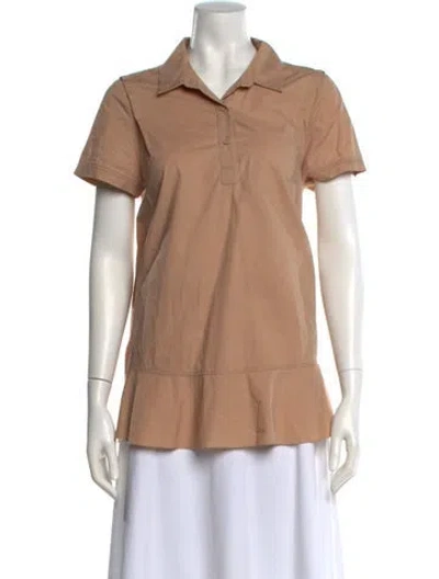 Pre-owned Paule Ka Short Sleeve Button-up Top In Neutral