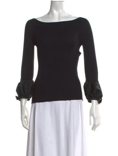 Pre-owned Paule Ka Silk Bateau Neckline Sweater In Black