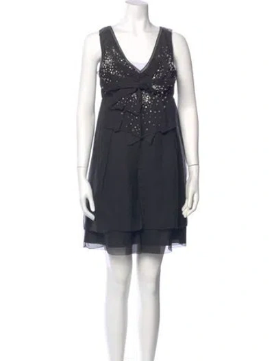 Pre-owned Paule Ka Silk Mini Dress In Blue
