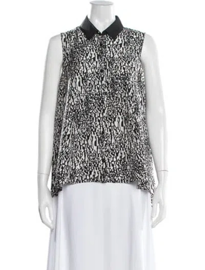 Pre-owned Paule Ka Silk Printed Top In White