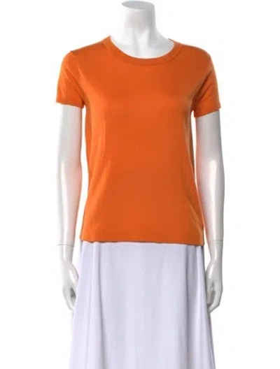 Pre-owned Paule Ka Silk Scoop Neck T-shirt In Orange