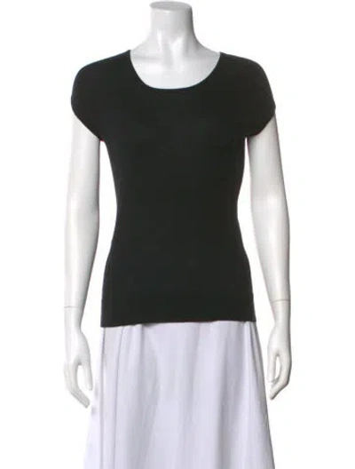Pre-owned Paule Ka Silk V-neck Top In Black