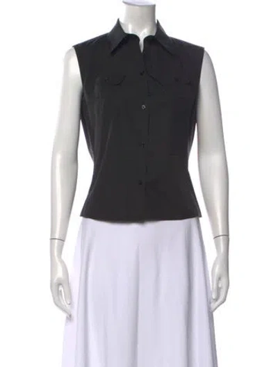 Pre-owned Paule Ka Sleeveless Button-up Top In Black
