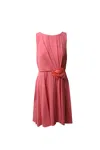 Paule Ka Sleeveless Shift Dress With Rosette In Pink Silk In Pink