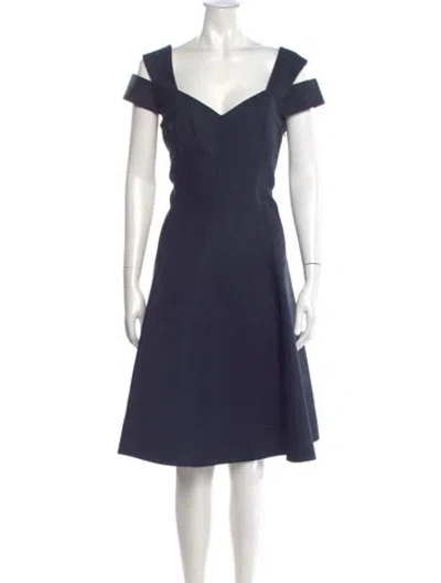 Pre-owned Paule Ka Square Neckline Knee-length Dress In Blue