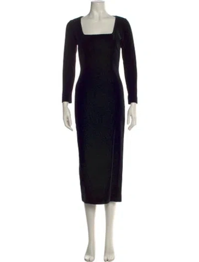 Pre-owned Paule Ka Square Neckline Long Dress In Black