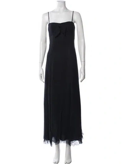 Pre-owned Paule Ka Square Neckline Long Dress In Black