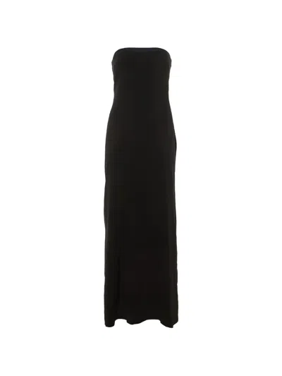 Pre-owned Paule Ka Strapless Bow-detail Maxi Dress In Black