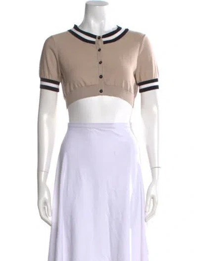 Pre-owned Paule Ka Striped Crew Neck Sweater In Neutral