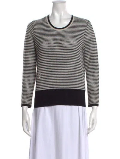 Pre-owned Paule Ka Striped Crew Neck Sweater In White