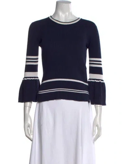 Pre-owned Paule Ka Striped Crew Neck Top In Blue