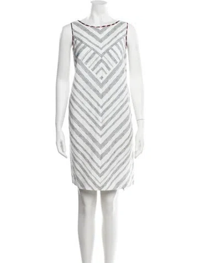 Pre-owned Paule Ka Striped Knee-length Dress In White