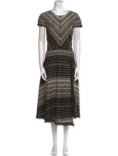Pre-owned Paule Ka Striped Long Dress In Black