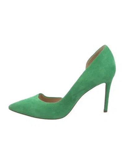 Pre-owned Paule Ka Suede D'orsay Pumps In Green