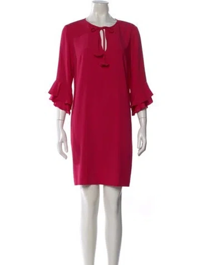 Pre-owned Paule Ka Tie Neck Mini Dress In Pink