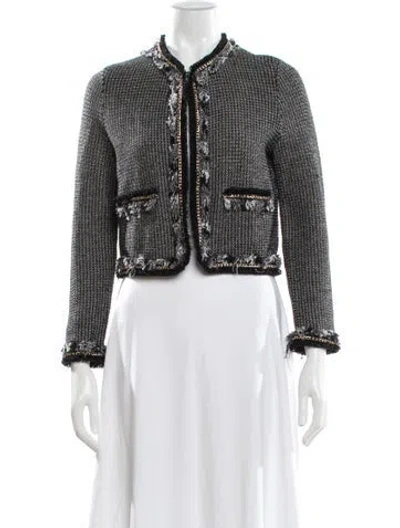 Pre-owned Paule Ka Tweed Pattern Crew Neck Sweater In Silver