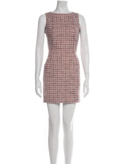 Pre-owned Paule Ka Tweed Pattern Mini Dress In Pink