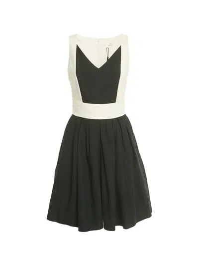 Pre-owned Paule Ka V-neck Mini Dress In Black