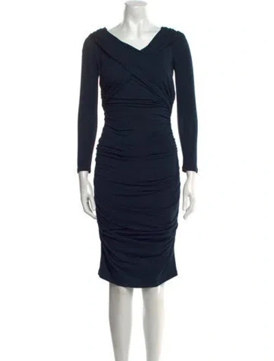 Pre-owned Paule Ka Virgin Wool Knee-length Dress In Blue