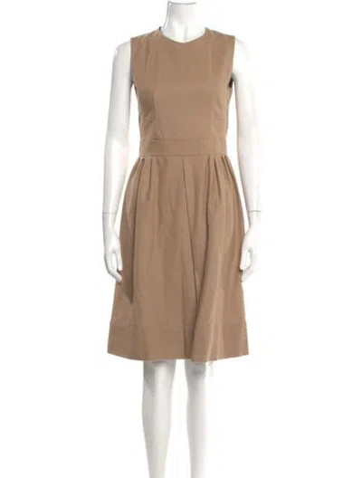 Pre-owned Paule Ka Virgin Wool Knee-length Dress In Brown