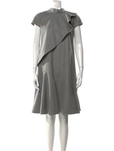 Pre-owned Paule Ka Virgin Wool Knee-length Dress In Gray