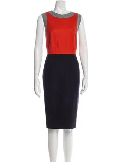 Pre-owned Paule Ka Virgin Wool Midi Length Dress In Black