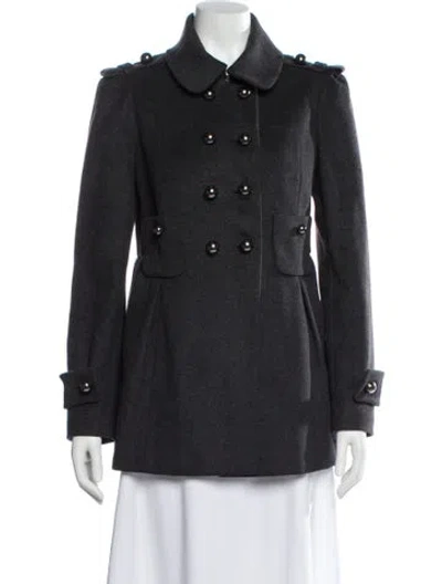 Pre-owned Paule Ka Virgin Wool Peacoat In Black
