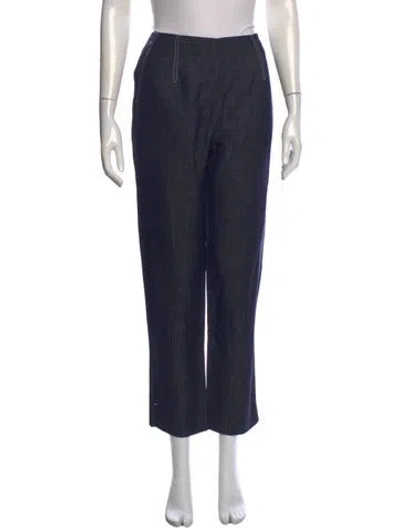 Pre-owned Paule Ka Virgin Wool Straight Leg Pants In Blue
