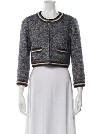 Pre-owned Paule Ka Virgin Wool Tweed Pattern Evening Jacket In Black