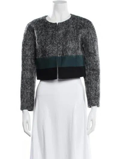 Pre-owned Paule Ka Virgin Wool Tweed Pattern Evening Jacket In Black