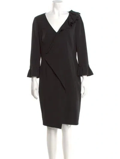 Pre-owned Paule Ka V-neck Knee-length Dress In Black