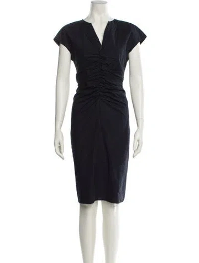 Pre-owned Paule Ka V-neck Knee-length Dress In Blue