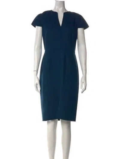 Pre-owned Paule Ka V-neck Knee-length Dress In Blue