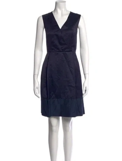 Pre-owned Paule Ka V-neck Knee-length Dress In Blue