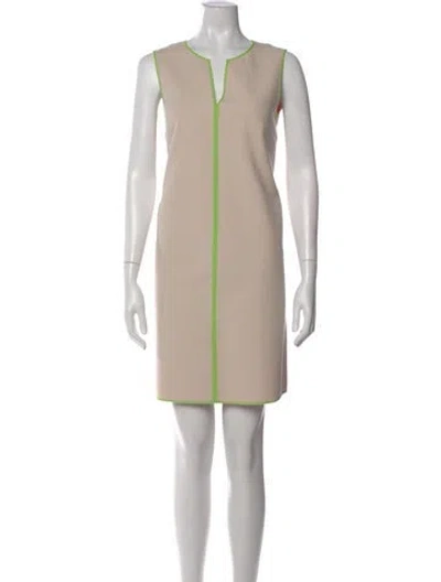 Pre-owned Paule Ka V-neck Knee-length Dress In Neutral