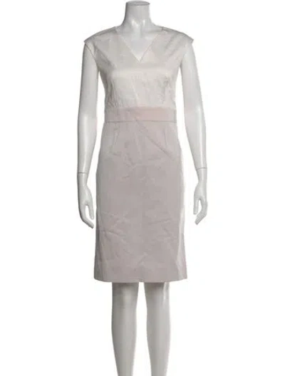 Pre-owned Paule Ka V-neck Knee-length Dress In Neutral