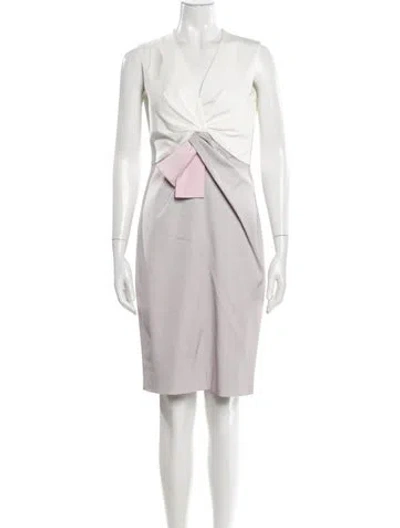 Pre-owned Paule Ka V-neck Knee-length Dress In Purple