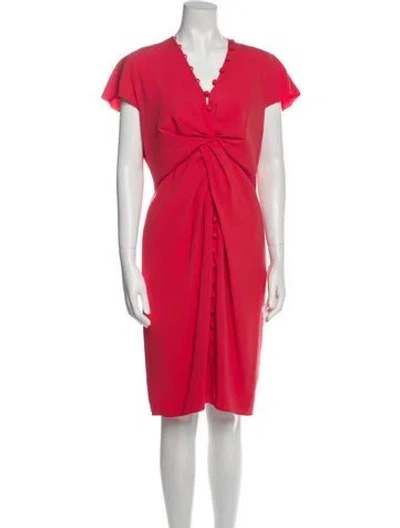 Pre-owned Paule Ka V-neck Knee-length Dress In Red