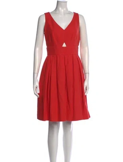 Pre-owned Paule Ka V-neck Knee-length Dress In Red