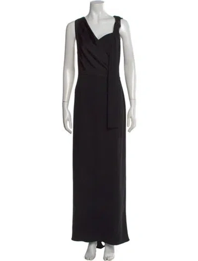 Pre-owned Paule Ka V-neck Long Dress In Black