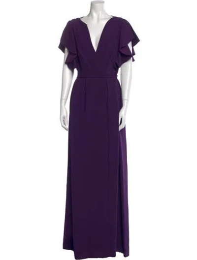 Pre-owned Paule Ka V-neck Long Dress In Purple