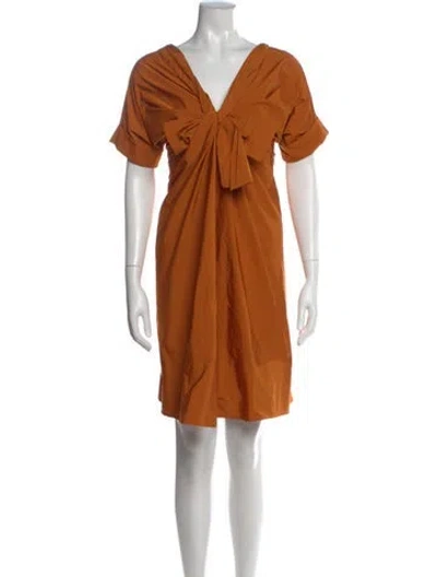 Pre-owned Paule Ka V-neck Mini Dress In Orange