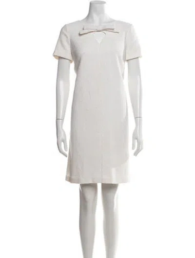 Pre-owned Paule Ka V-neck Mini Dress In White