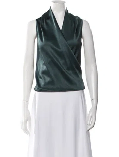 Pre-owned Paule Ka V-neck Sleeveless Top In Green