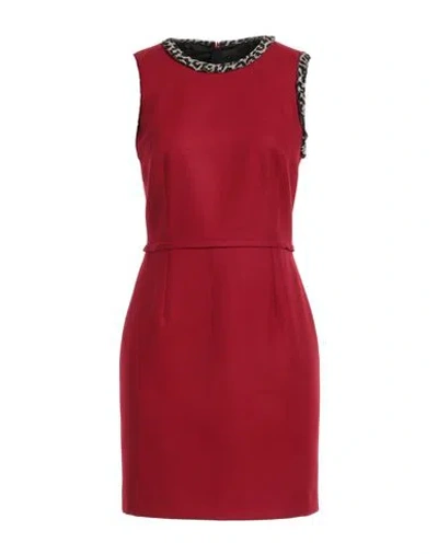 Paule Ka Woman Midi Dress Brick Red Size 6 Virgin Wool