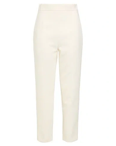 Paule Ka Woman Pants Ivory Size 4 Polyester, Virgin Wool, Elastane In Neutral