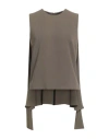 Paule Ka Woman Top Khaki Size 4 Triacetate, Polyester In Gray