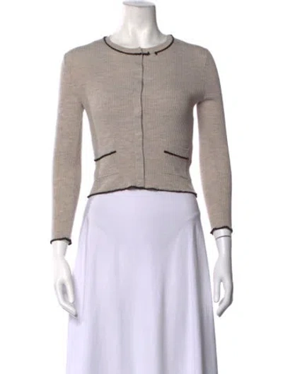 Pre-owned Paule Ka Wool Crew Neck Crop Top In Neutrals