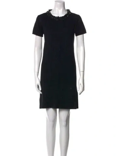 Pre-owned Paule Ka Wool Mini Dress In Black